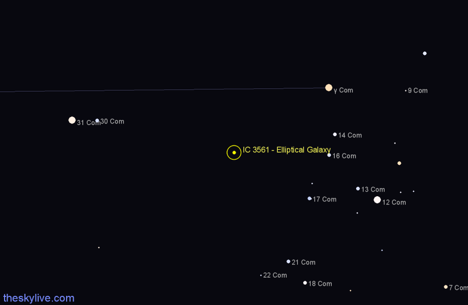 Finder chart IC 3561 - Elliptical Galaxy in Coma Berenices star