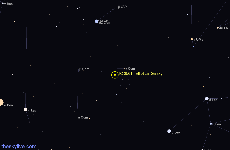 Finder chart IC 3561 - Elliptical Galaxy in Coma Berenices star