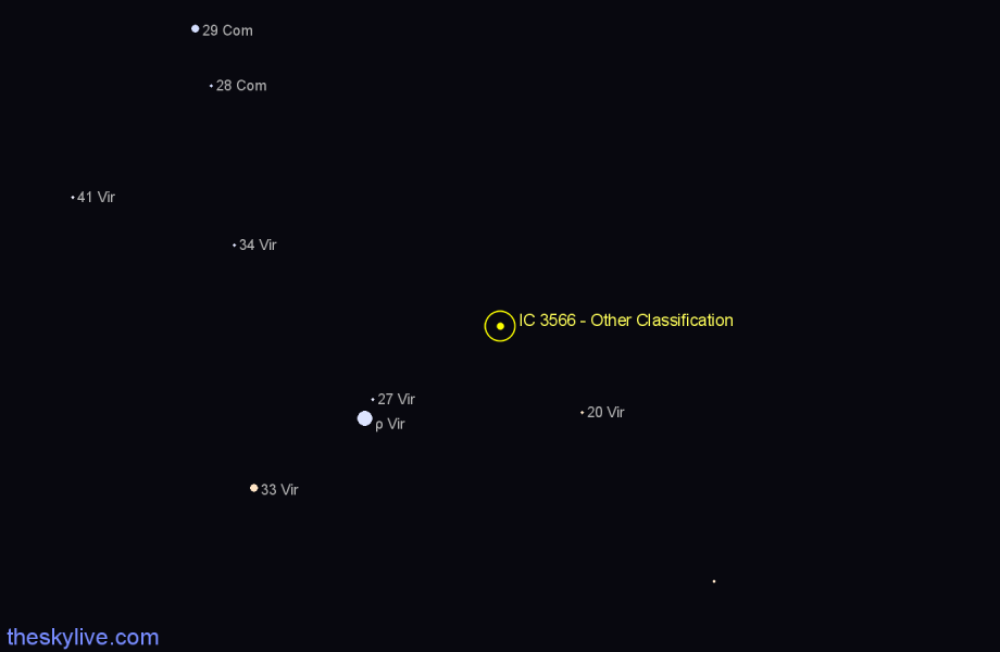 Finder chart IC 3566 - Other Classification in Virgo star