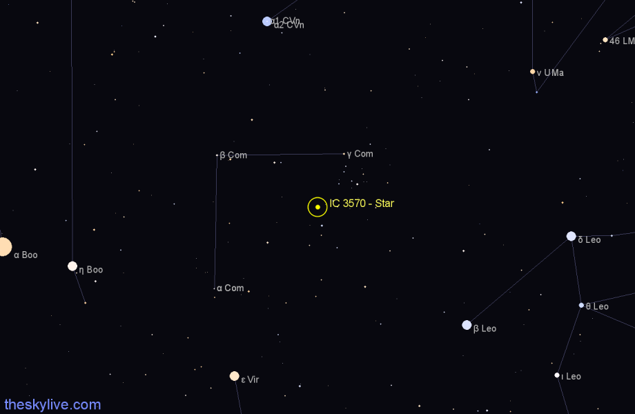 Finder chart IC 3570 - Star in Coma Berenices star