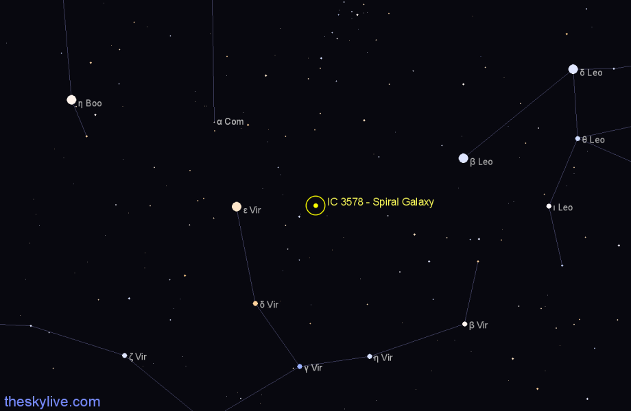 Finder chart IC 3578 - Spiral Galaxy in Virgo star