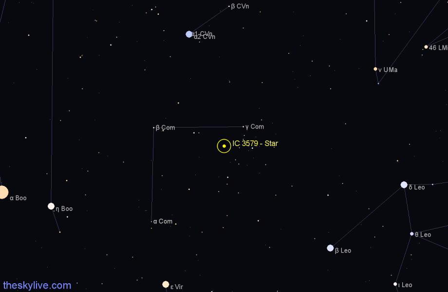 Finder chart IC 3579 - Star in Coma Berenices star