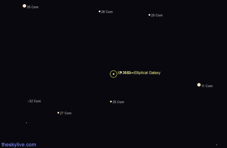 Finder chart IC 3580 - Elliptical Galaxy in Coma Berenices star