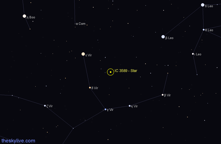 Finder chart IC 3589 - Star in Virgo star