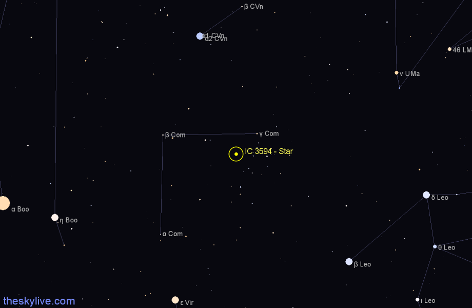 Finder chart IC 3594 - Star in Coma Berenices star