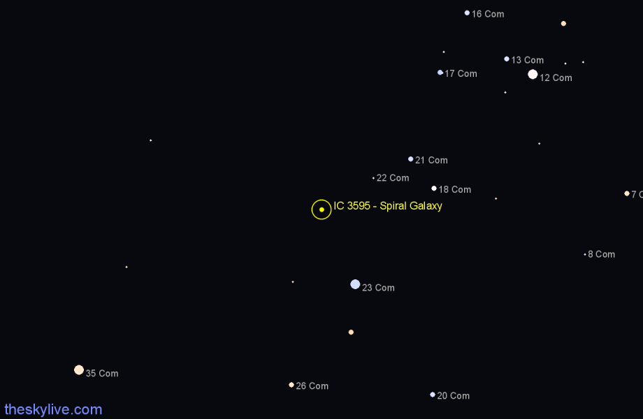 Finder chart IC 3595 - Spiral Galaxy in Coma Berenices star