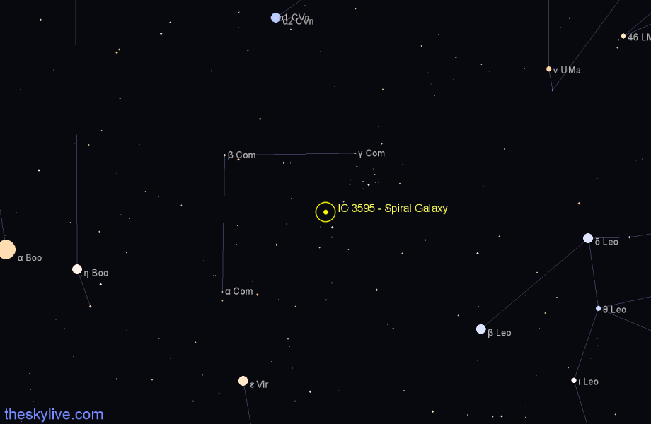 Finder chart IC 3595 - Spiral Galaxy in Coma Berenices star