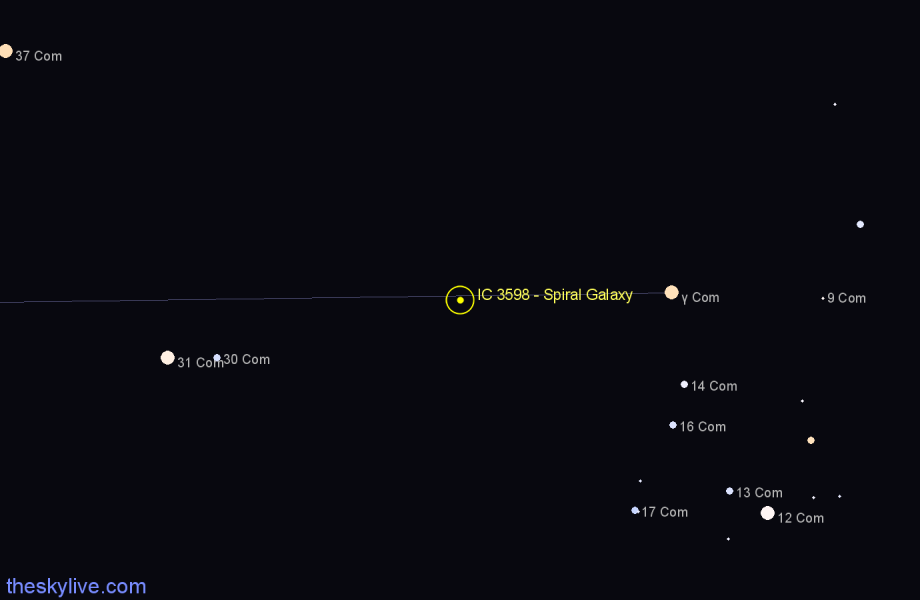 Finder chart IC 3598 - Spiral Galaxy in Coma Berenices star