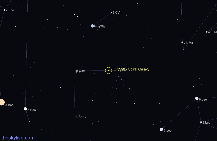 Finder chart IC 3598 - Spiral Galaxy in Coma Berenices star