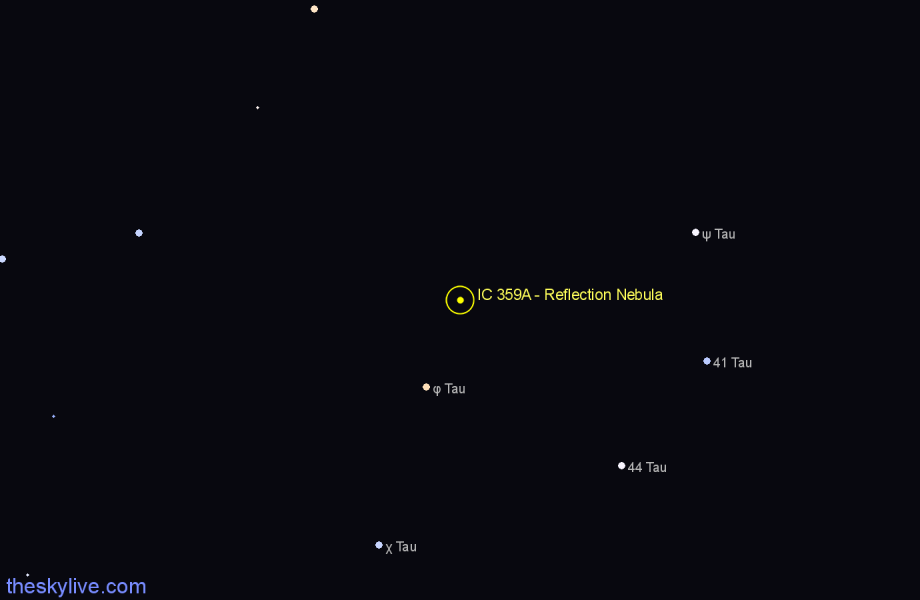 Finder chart IC 359A - Reflection Nebula in Taurus star