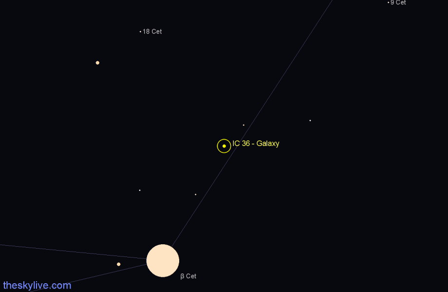 Finder chart IC 36 - Galaxy in Cetus star