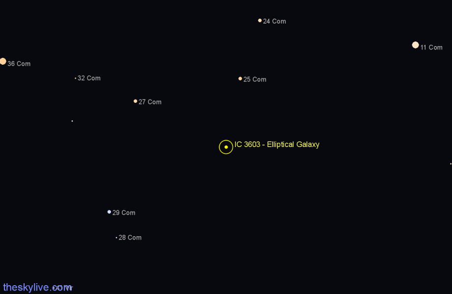 Finder chart IC 3603 - Elliptical Galaxy in Coma Berenices star