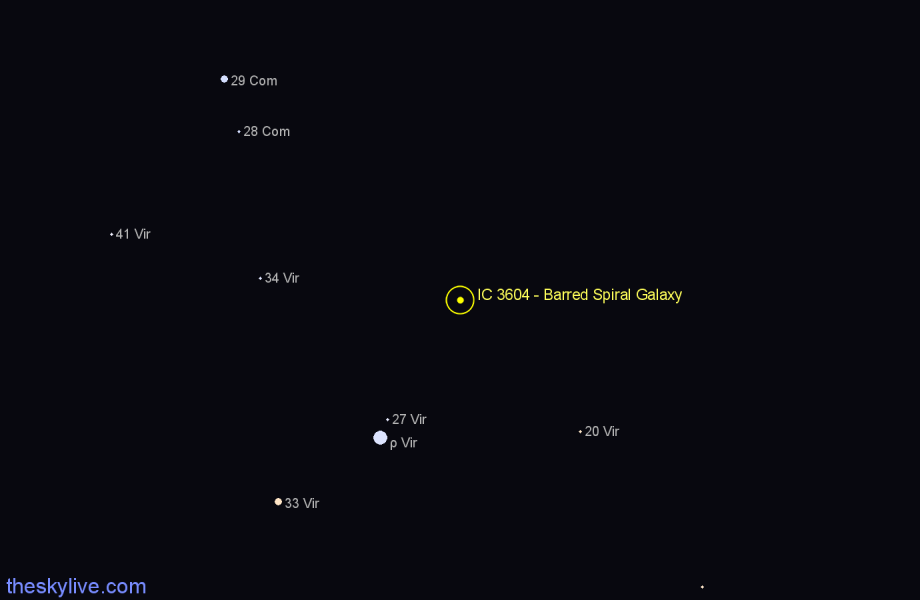 Finder chart IC 3604 - Barred Spiral Galaxy in Virgo star