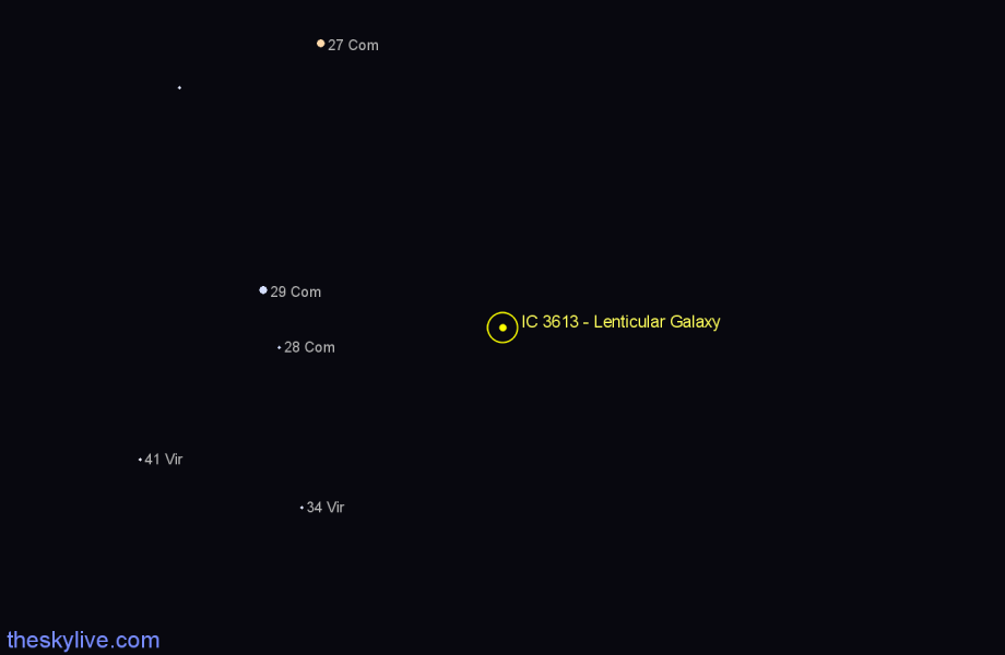 Finder chart IC 3613 - Lenticular Galaxy in Coma Berenices star