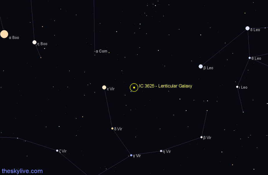 Finder chart IC 3625 - Lenticular Galaxy in Virgo star