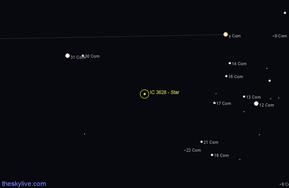 Finder chart IC 3628 - Star in Coma Berenices star