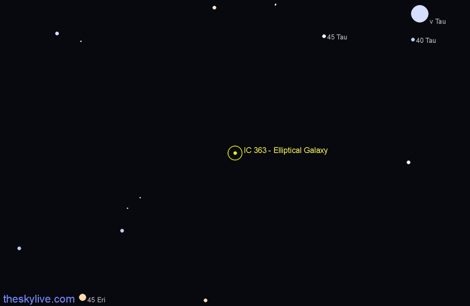 Finder chart IC 363 - Elliptical Galaxy in Taurus star