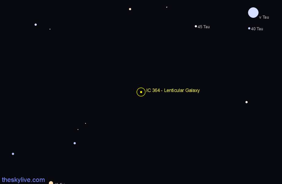 Finder chart IC 364 - Lenticular Galaxy in Taurus star