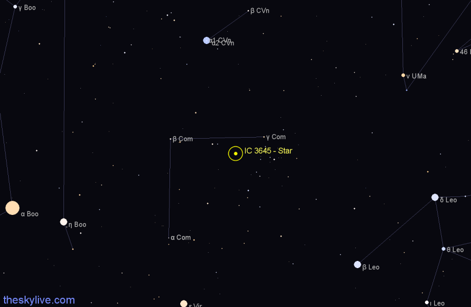 Finder chart IC 3645 - Star in Coma Berenices star