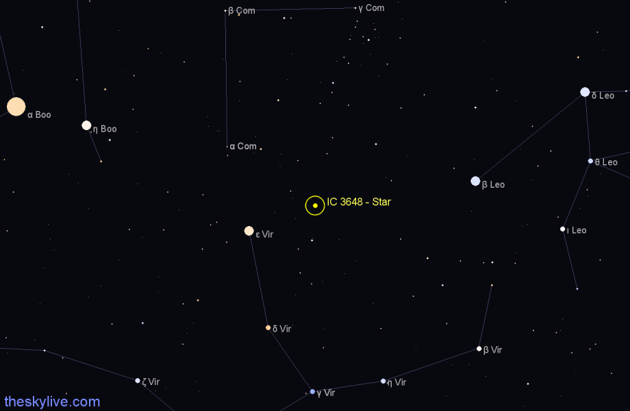 Finder chart IC 3648 - Star in Virgo star