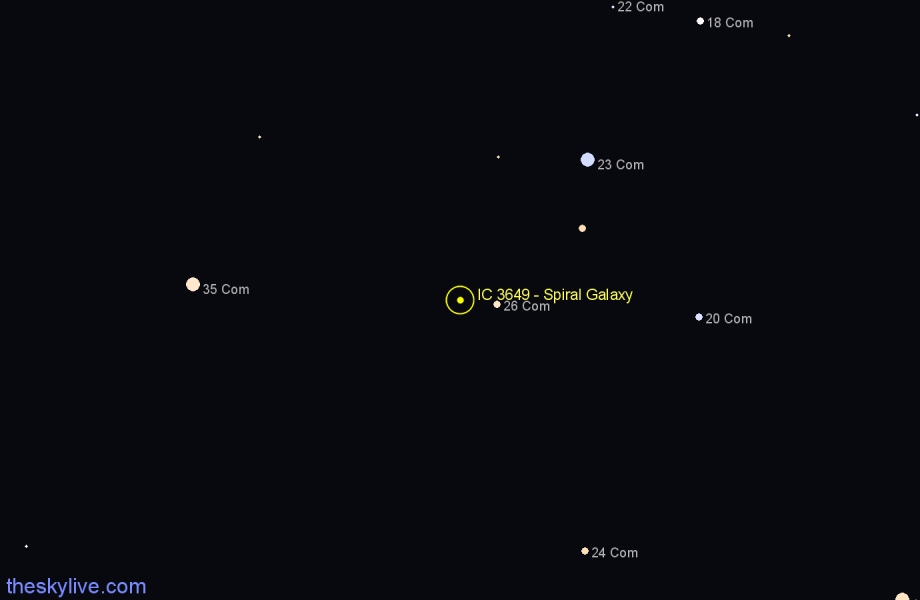 Finder chart IC 3649 - Spiral Galaxy in Coma Berenices star