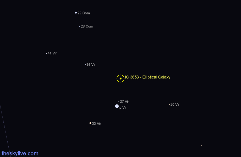 Finder chart IC 3653 - Elliptical Galaxy in Virgo star