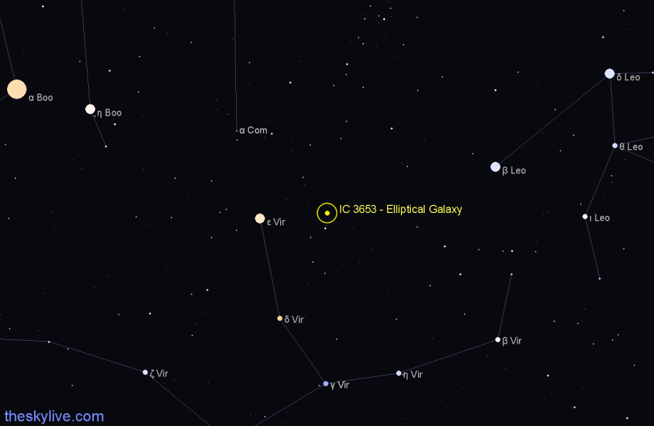 Finder chart IC 3653 - Elliptical Galaxy in Virgo star