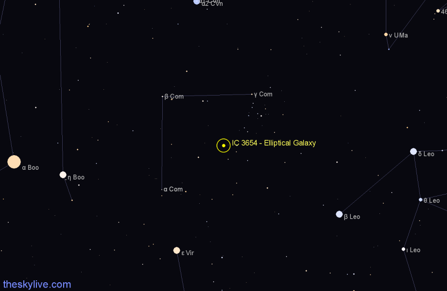 Finder chart IC 3654 - Elliptical Galaxy in Coma Berenices star