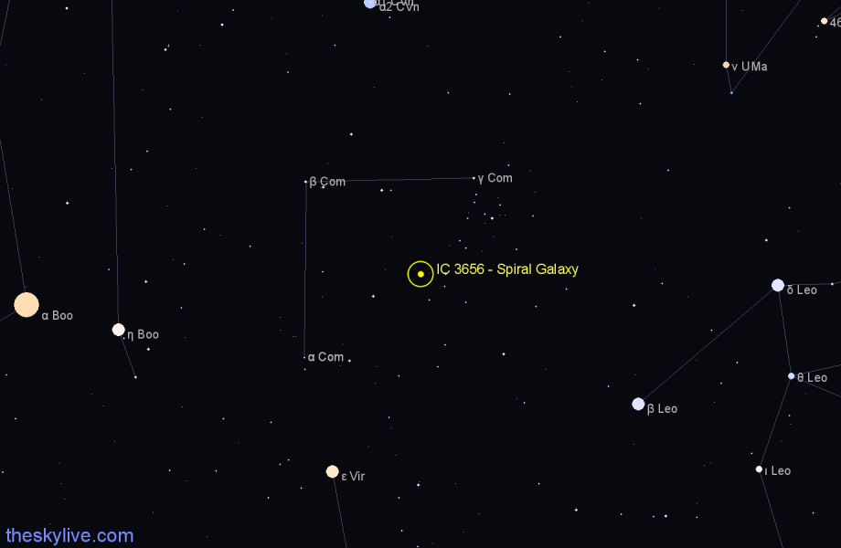 Finder chart IC 3656 - Spiral Galaxy in Coma Berenices star