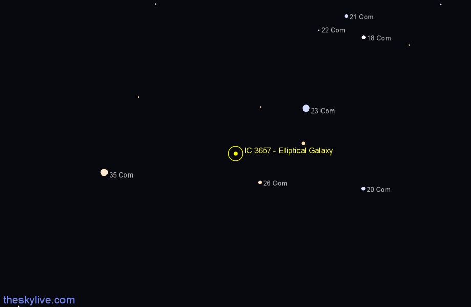 Finder chart IC 3657 - Elliptical Galaxy in Coma Berenices star