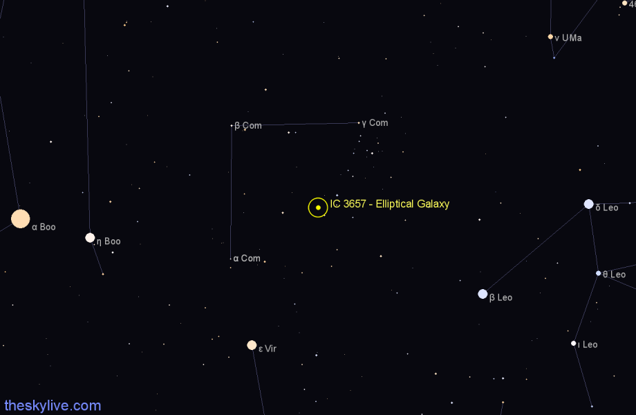 Finder chart IC 3657 - Elliptical Galaxy in Coma Berenices star