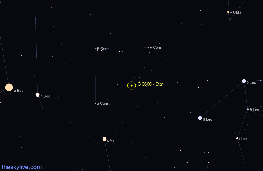 Finder chart IC 3660 - Star in Coma Berenices star