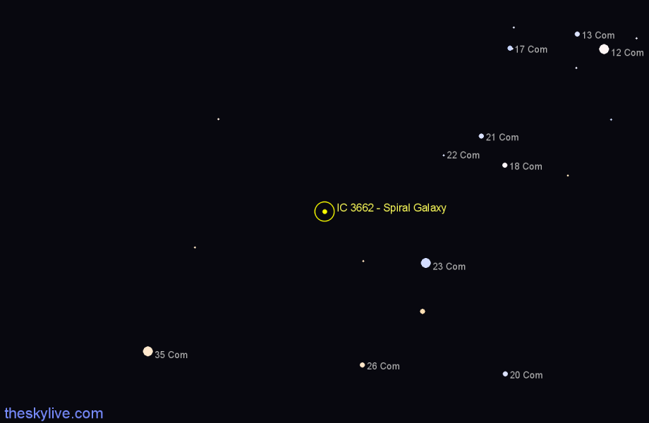 Finder chart IC 3662 - Spiral Galaxy in Coma Berenices star