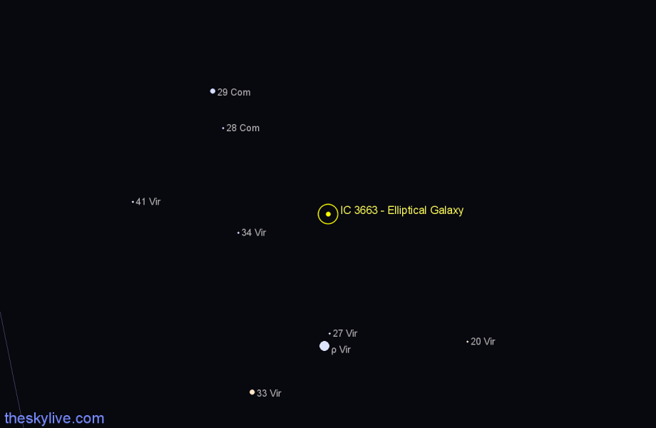 Finder chart IC 3663 - Elliptical Galaxy in Virgo star