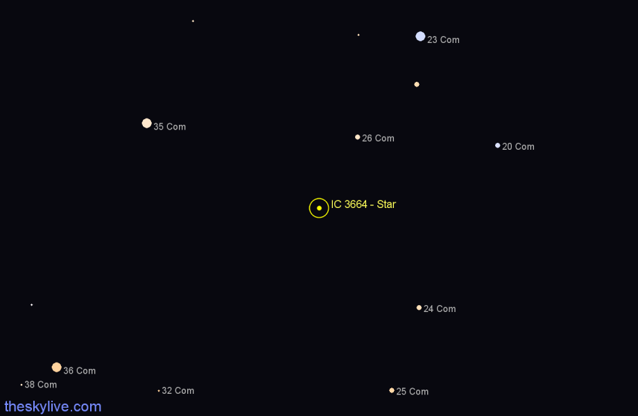 Finder chart IC 3664 - Star in Coma Berenices star