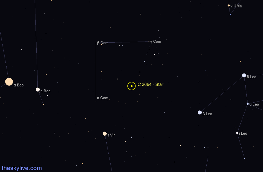 Finder chart IC 3664 - Star in Coma Berenices star