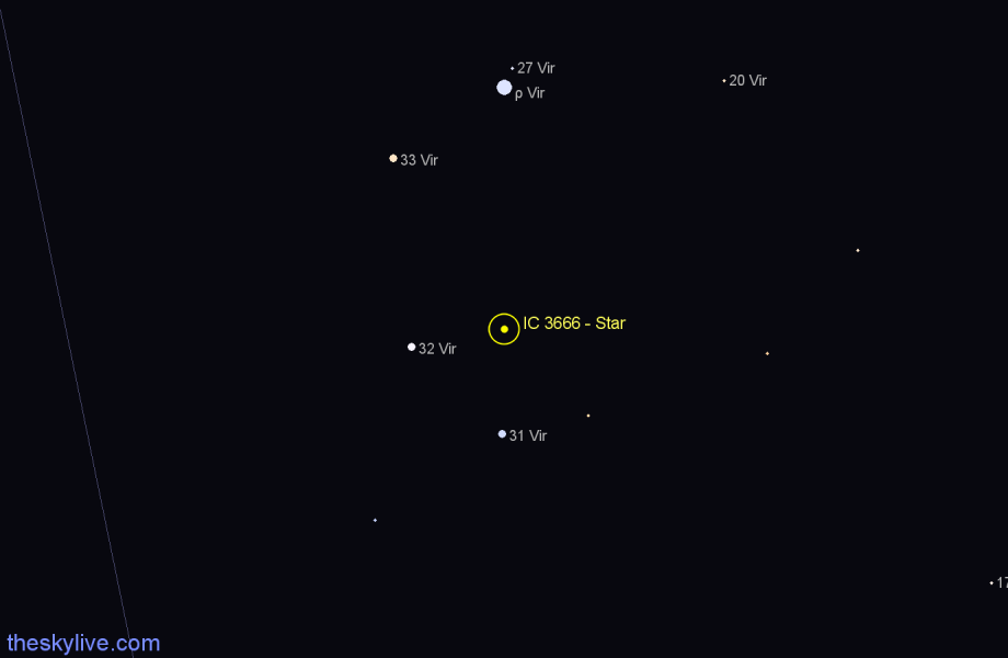 Finder chart IC 3666 - Star in Virgo star