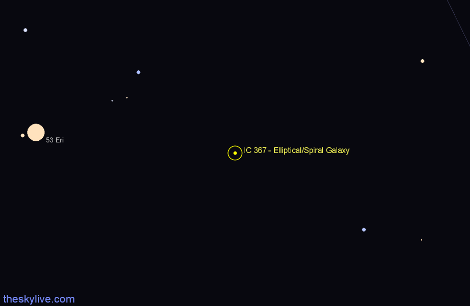 Finder chart IC 367 - Elliptical/Spiral Galaxy in Eridanus star