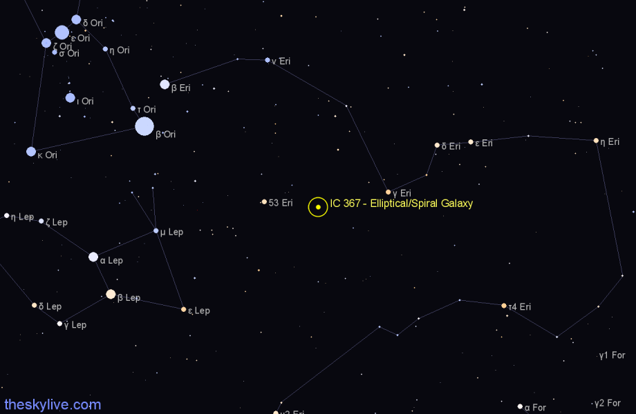 Finder chart IC 367 - Elliptical/Spiral Galaxy in Eridanus star