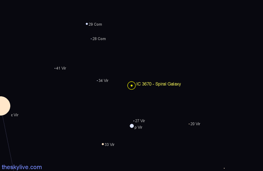 Finder chart IC 3670 - Spiral Galaxy in Virgo star