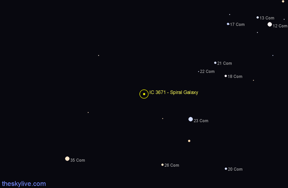 Finder chart IC 3671 - Spiral Galaxy in Coma Berenices star