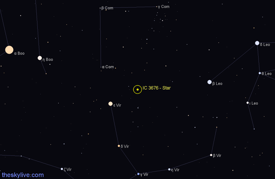 Finder chart IC 3676 - Star in Coma Berenices star