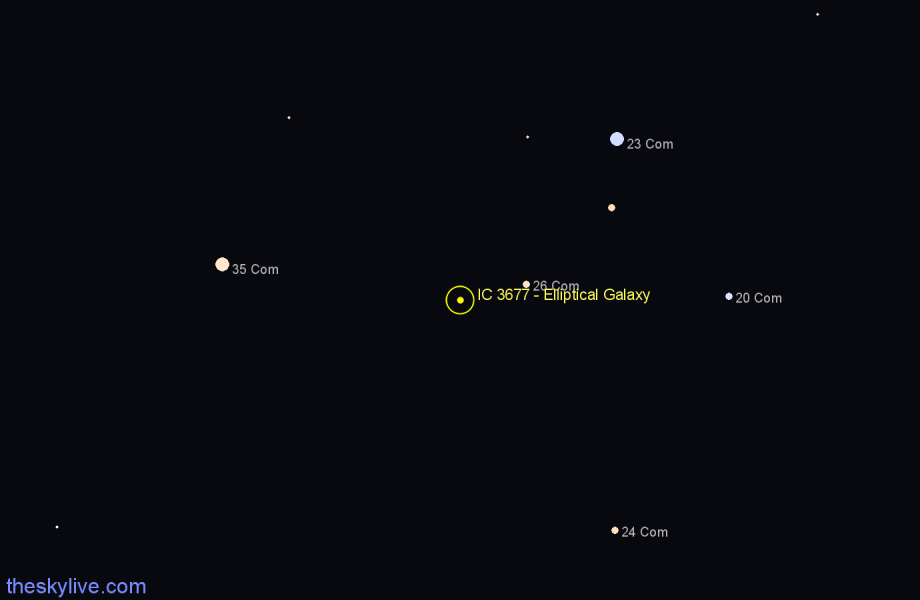 Finder chart IC 3677 - Elliptical Galaxy in Coma Berenices star