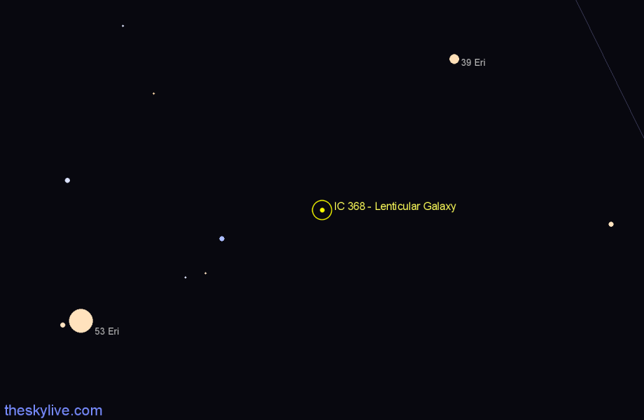 Finder chart IC 368 - Lenticular Galaxy in Eridanus star