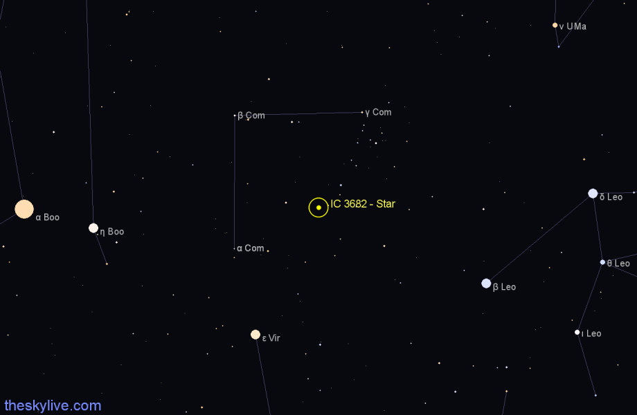 Finder chart IC 3682 - Star in Coma Berenices star