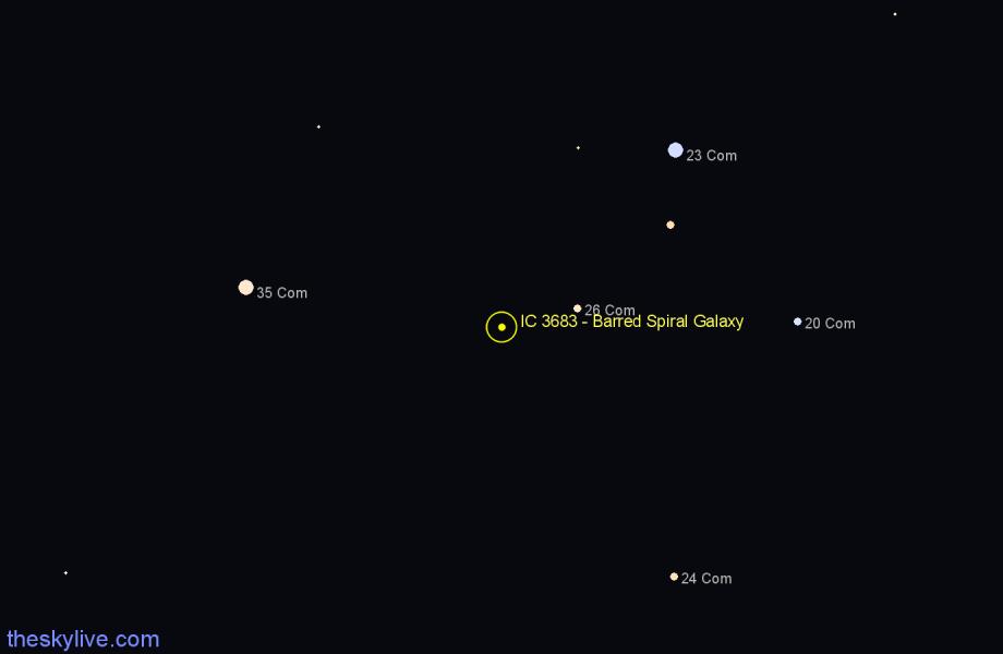 Finder chart IC 3683 - Barred Spiral Galaxy in Coma Berenices star