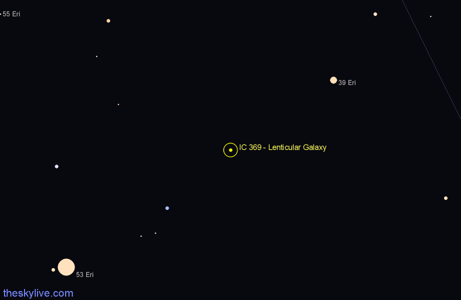 Finder chart IC 369 - Lenticular Galaxy in Eridanus star