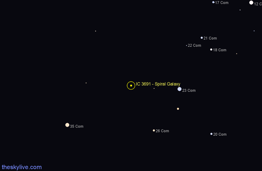 Finder chart IC 3691 - Spiral Galaxy in Coma Berenices star