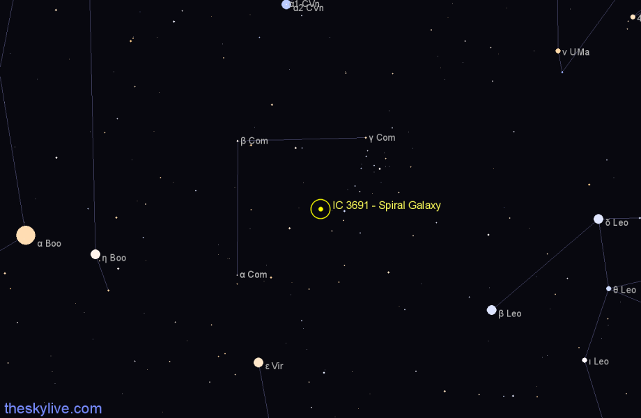 Finder chart IC 3691 - Spiral Galaxy in Coma Berenices star