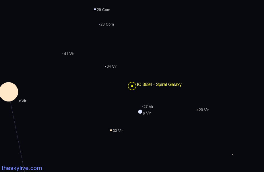 Finder chart IC 3694 - Spiral Galaxy in Virgo star
